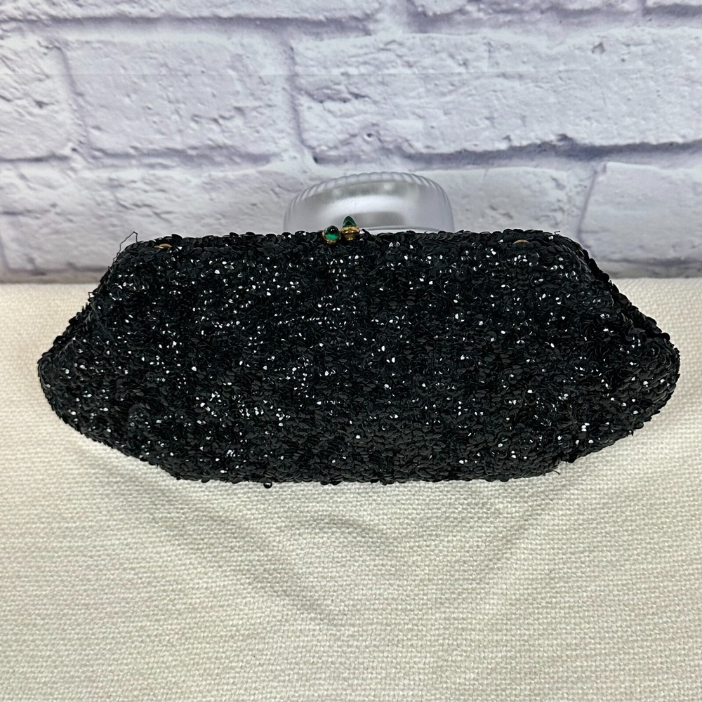 VTG Josef Clutch Beaded Sequins‎ Emerald Kiss Clasp Prom Evening France No Chain